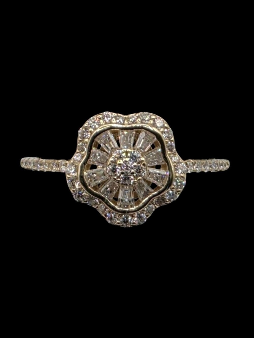 0.84 CTW Moissanite Ring 14K Gold Overlay 925 Sterling Silver Sz 8
